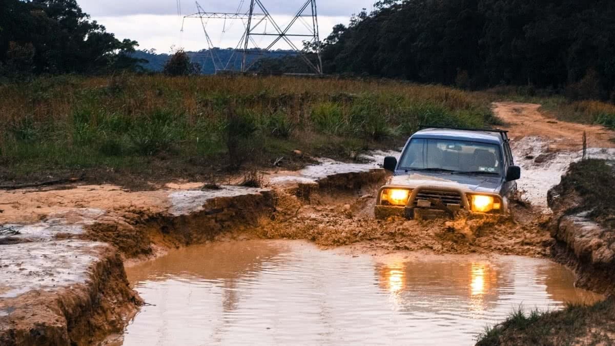Hardcore 4WDing In Watagan State Forest, Henry Brydon, off-road, mud, water crossing, headlights, submerged