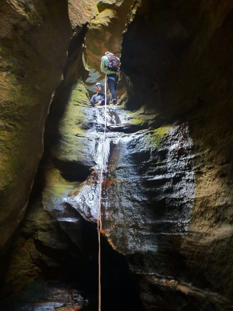 Winter Canyoning at Tiger Snake Canyon // Newnes (NSW,) Warwick Harding, rope, abseiling, wet, moss