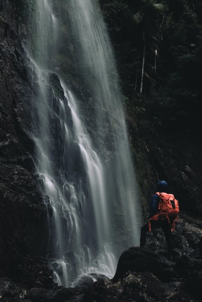 Waterfall Way // Coffs Harbour to Armidale (NSW) Matt Horspool, waterfall, person, backpack