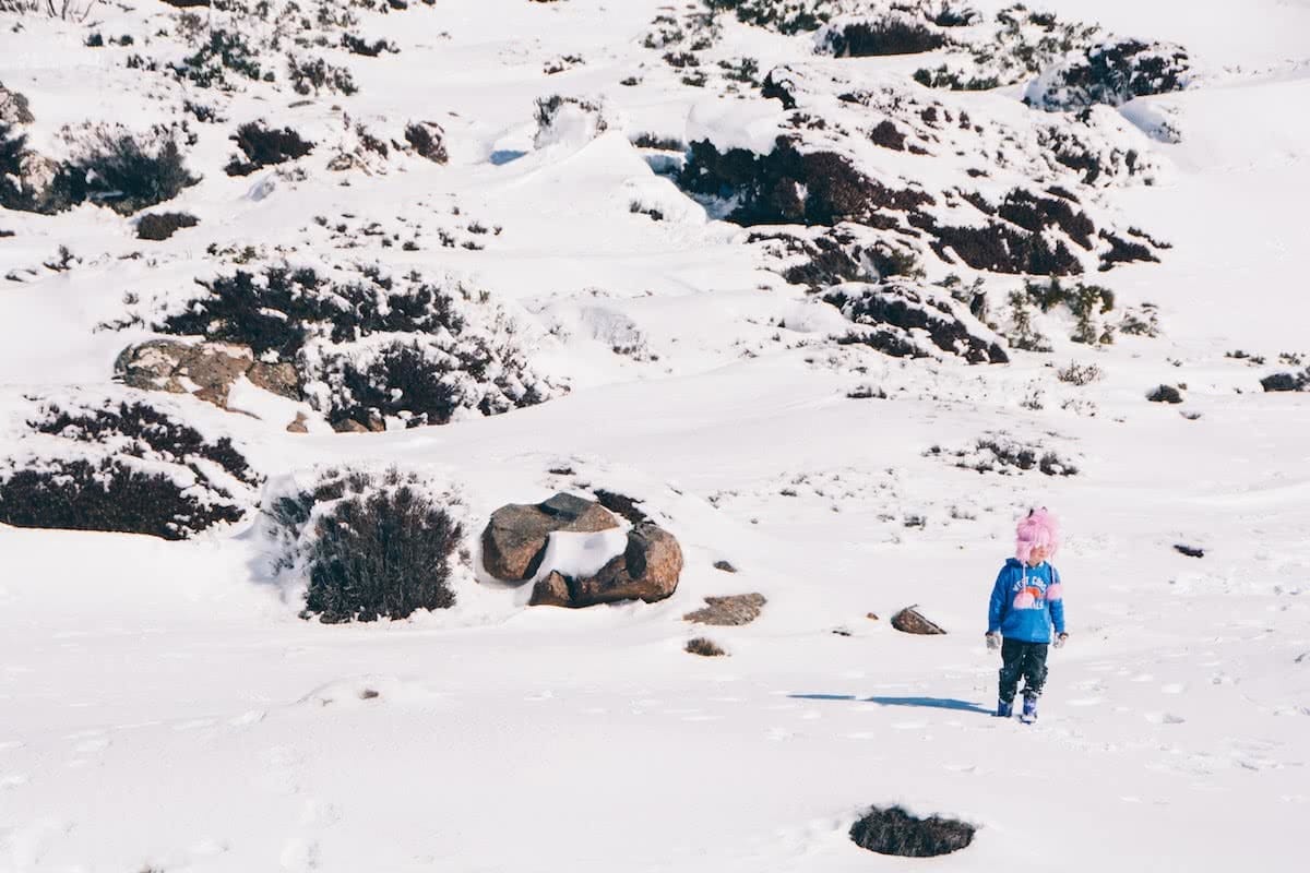 Fun In The Snow On Ben Lomond (TAS), Jonathon Rose, kid, child,, wooly hat, mountainside