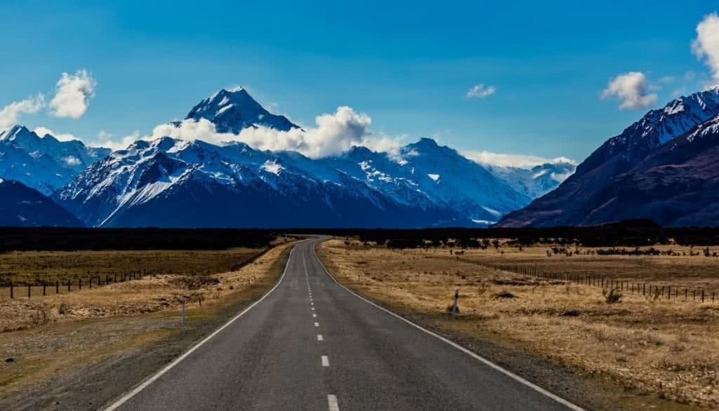 Luke Gardner Hooker Valley Track New Zealand road mountain