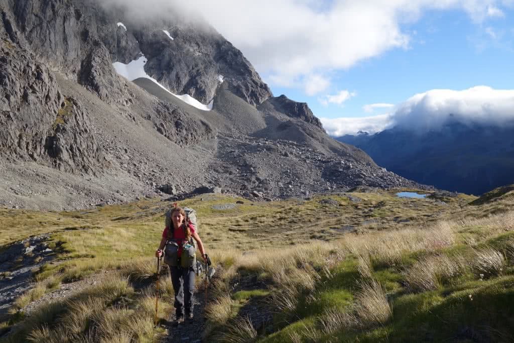 Climbing up to Travers Saddle_Nelson Lakes LAURA WATERS new zealand