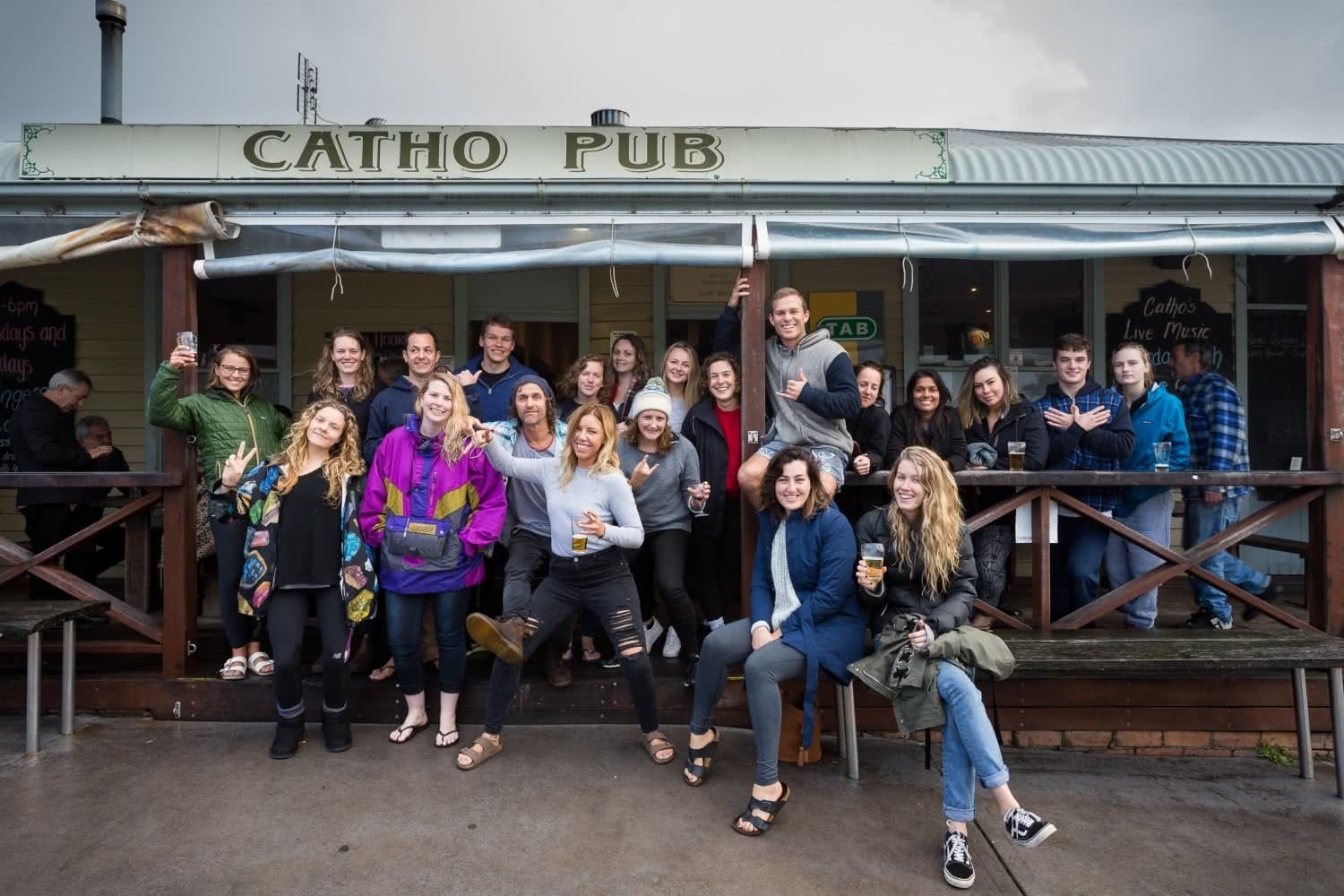 Liam Hardy Wilderness Surf Escape friends laughing