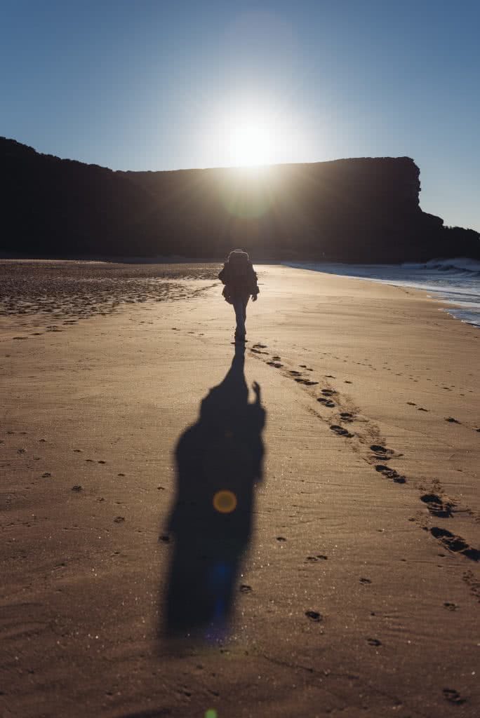Adrian Mascenon adventuring alone shadow beach