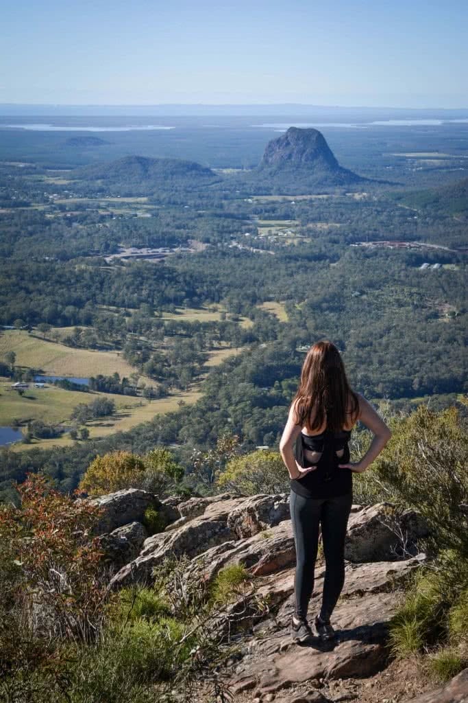 Lisa Owen_Best Intermediate Hikes Near Brisbane_MtBeerwah, woman, mountain, vista, lookout, horizon