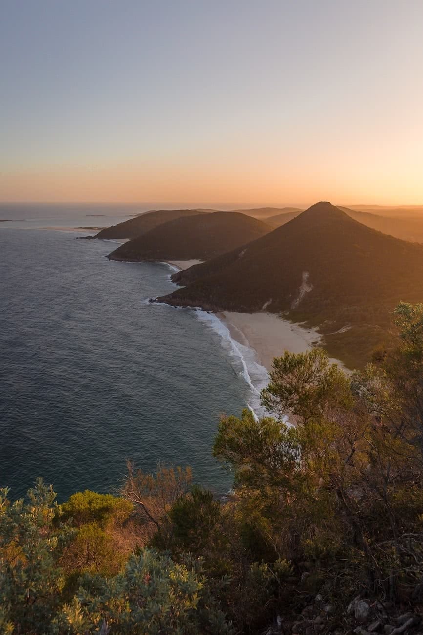 kate miles, tomaree summit, walk, sunset, coastline, coastal walks, nsw