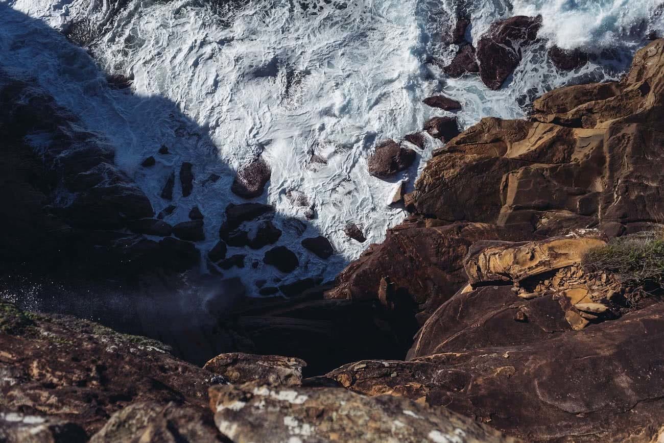 adrian mascenon, the coast track, royal national park, nsw, cliff, lookdown, flatlay, waves