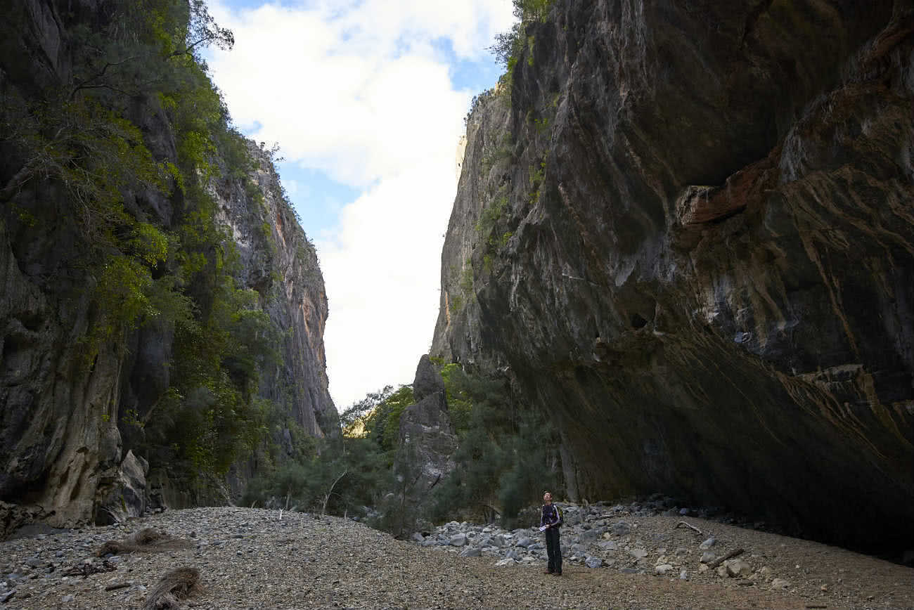 A Gorgeous adventure Bungonia Gorge NSW Neil and Gabby Massey, slot canyon, gorge, rocks, person