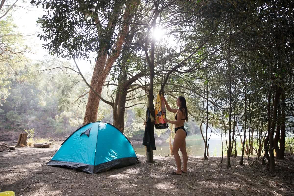 Tim Clark, Shoalhaven River, Tallowa Dam, wilderness, sunlight, woman, camping, tent, bikini, NSW