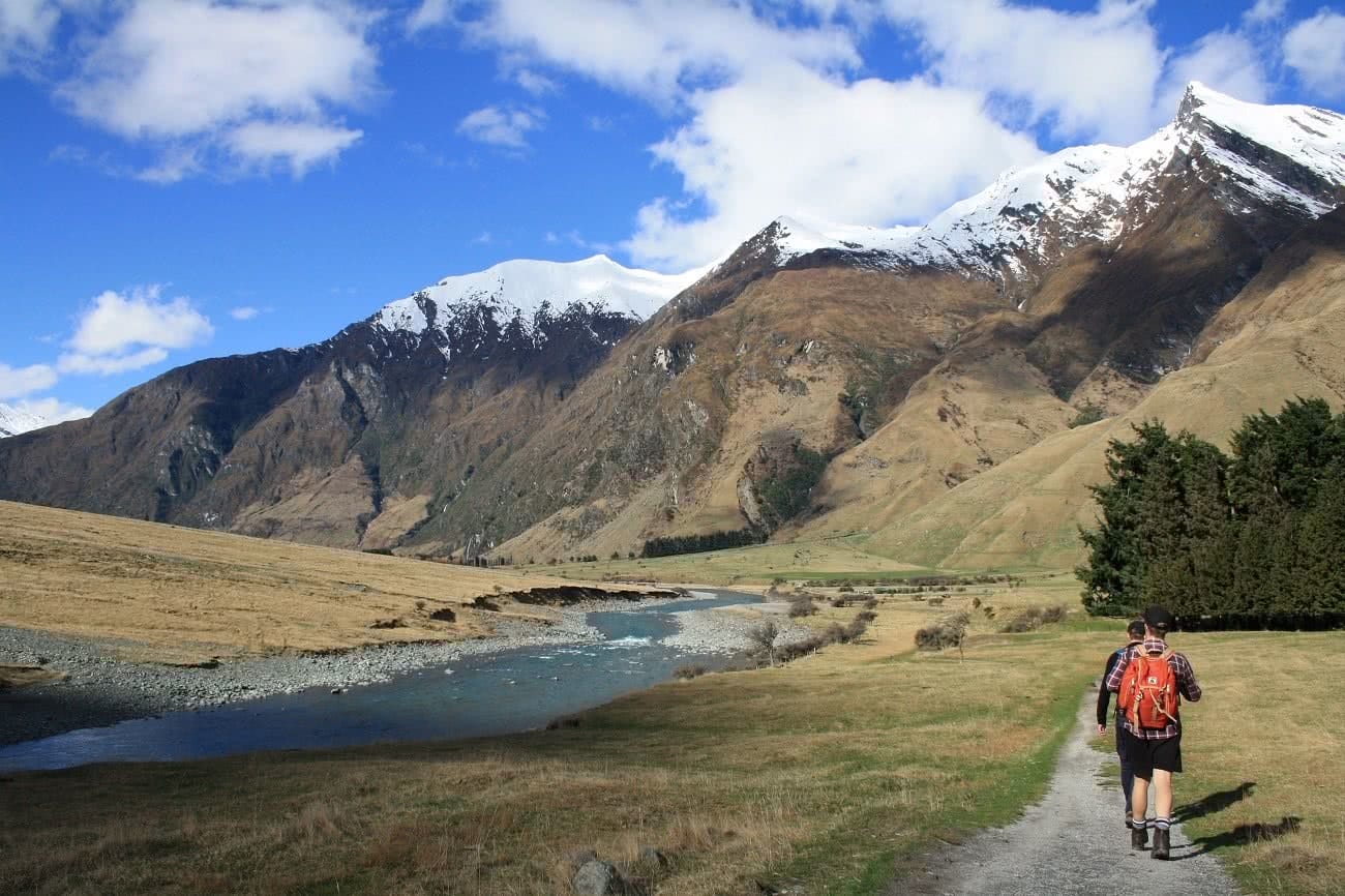 A Mini Glacier Adventure Rob Roy Glacier Track NZ Mount Aspiring National Park Wanaka Suzanne Chellingworth, snow-capped, mountain, river, grass, clouds, blue sky