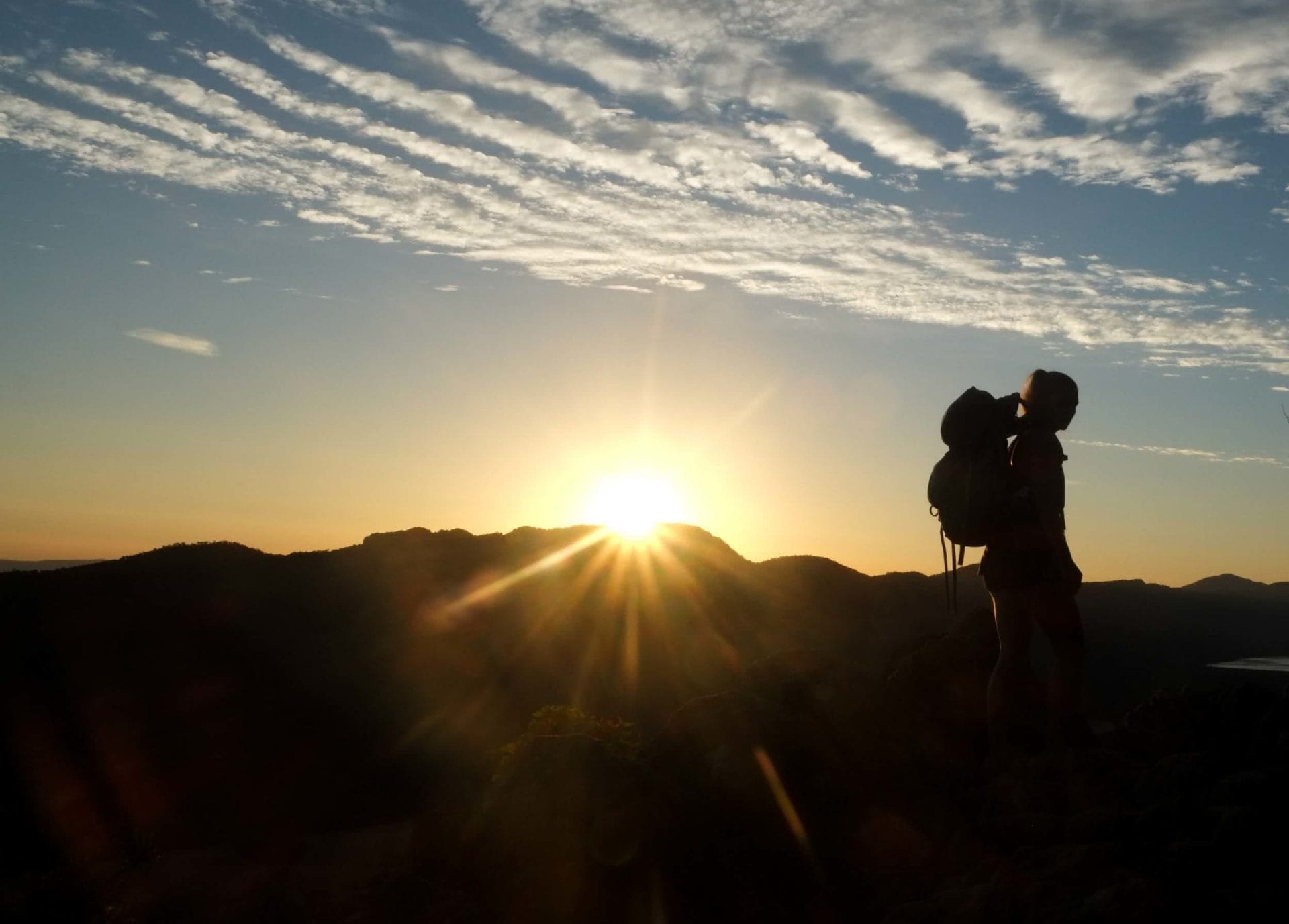 ruby bisson, get fitted for a hiking backpack, photo by Rhianna, mr timbuktu, sunset, silhouette