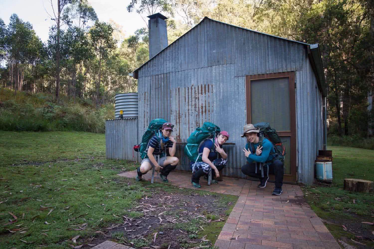 10 Hiking Lessons Learnt On The Green Gully Track (NSW), Rachel Dimond, hikers, friends, gaiters, hut, backpacks