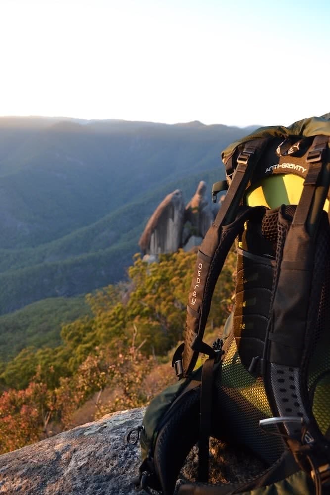Dan Parkes, bushies untamed, osprey aether 60ag, gear review, main range national park, new england highlands, backpack, queensland, waterfall