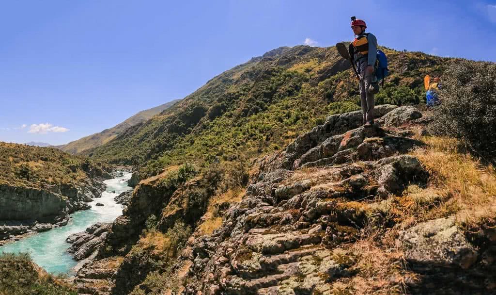 Ode To The River // Canyoning And Packrafting In New Zealand, Xavier Anderson, rocks, rapids, person, lookout