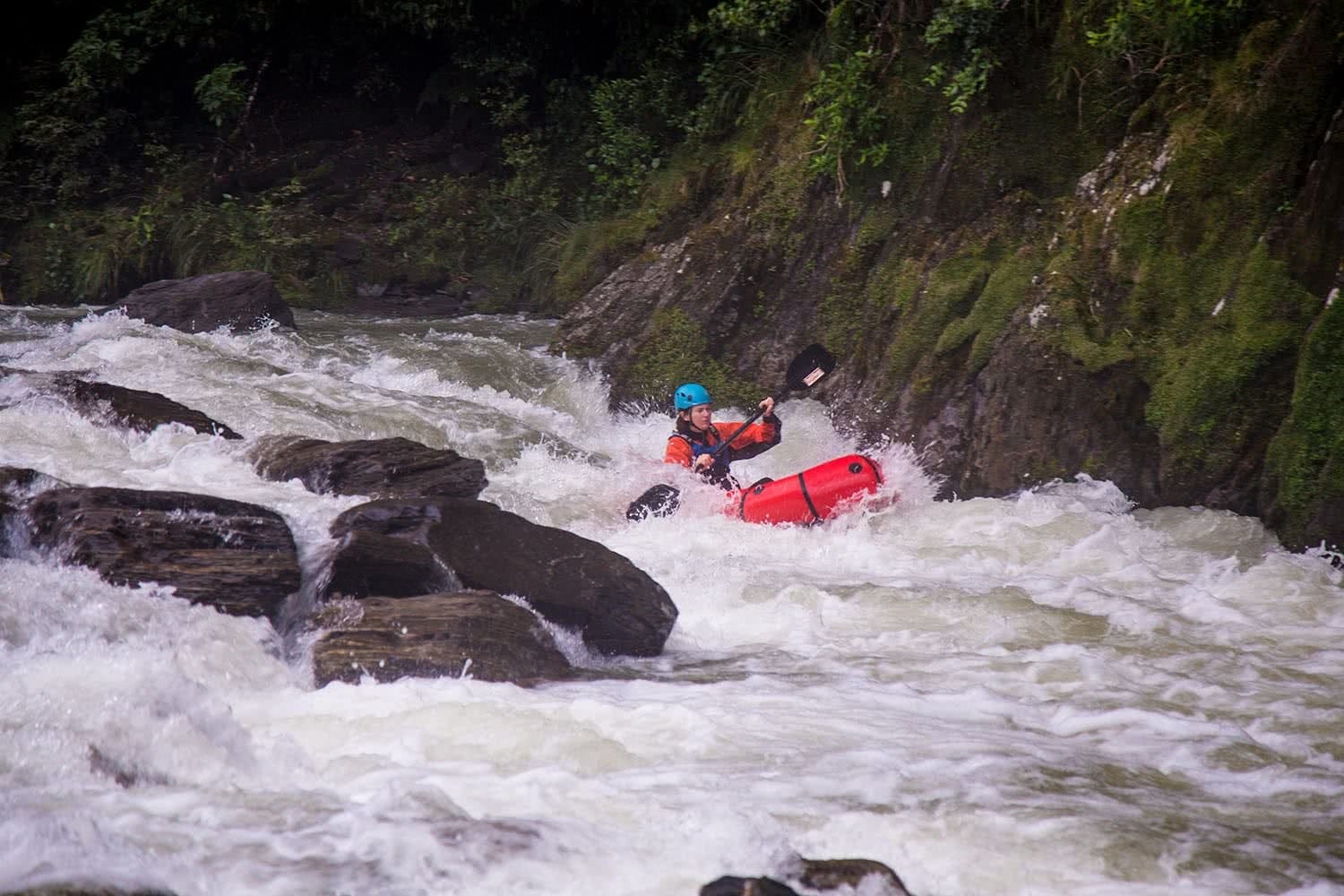 Ode To The River // Canyoning And Packrafting In New Zealand, Xavier Anderson, rapids, woman, paddle, boulders
