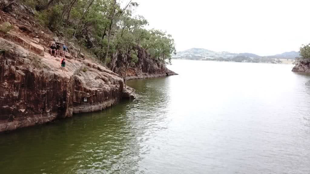 Rock Jumps At A Secret Gorge // Lake Moogerah (QLD), Kate Bennie, water, rocks, trees