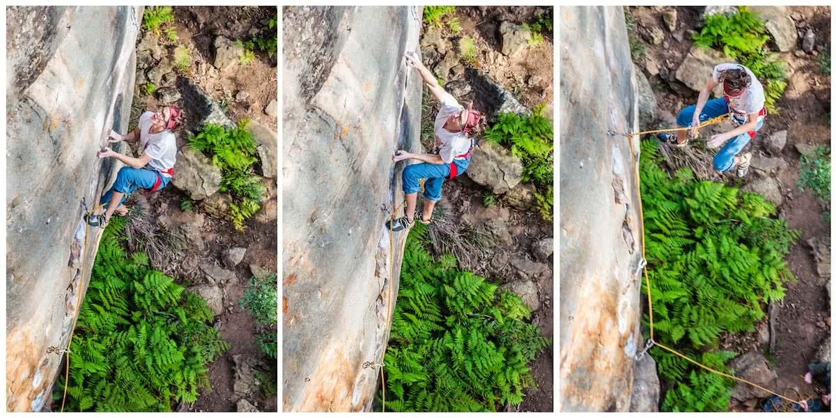 michael evans, lead, fall, mitch scanlan-bloor, action, types of rock climbing