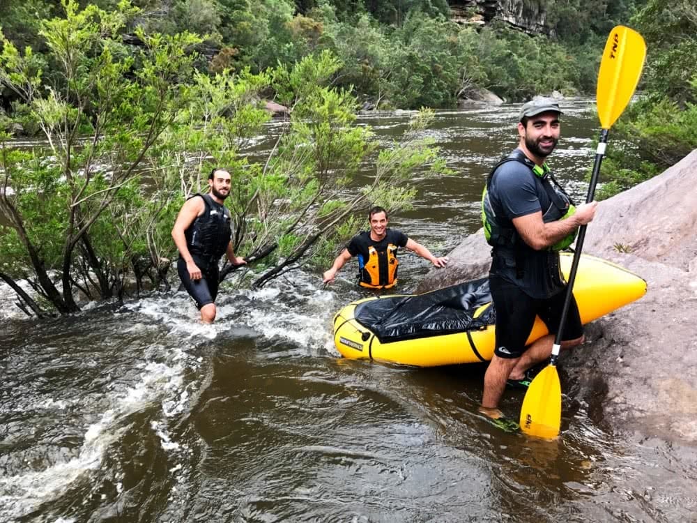 daniel bos, packrafting the colo river, blue mountains, nsw, group, portage