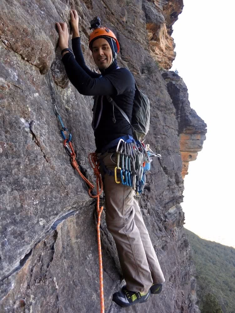 Marty Wolczyk, sweet-dreams-bardens lookout, rock climbing, blue mountains, nsw, gear review, scarpa vapor V, james stuart