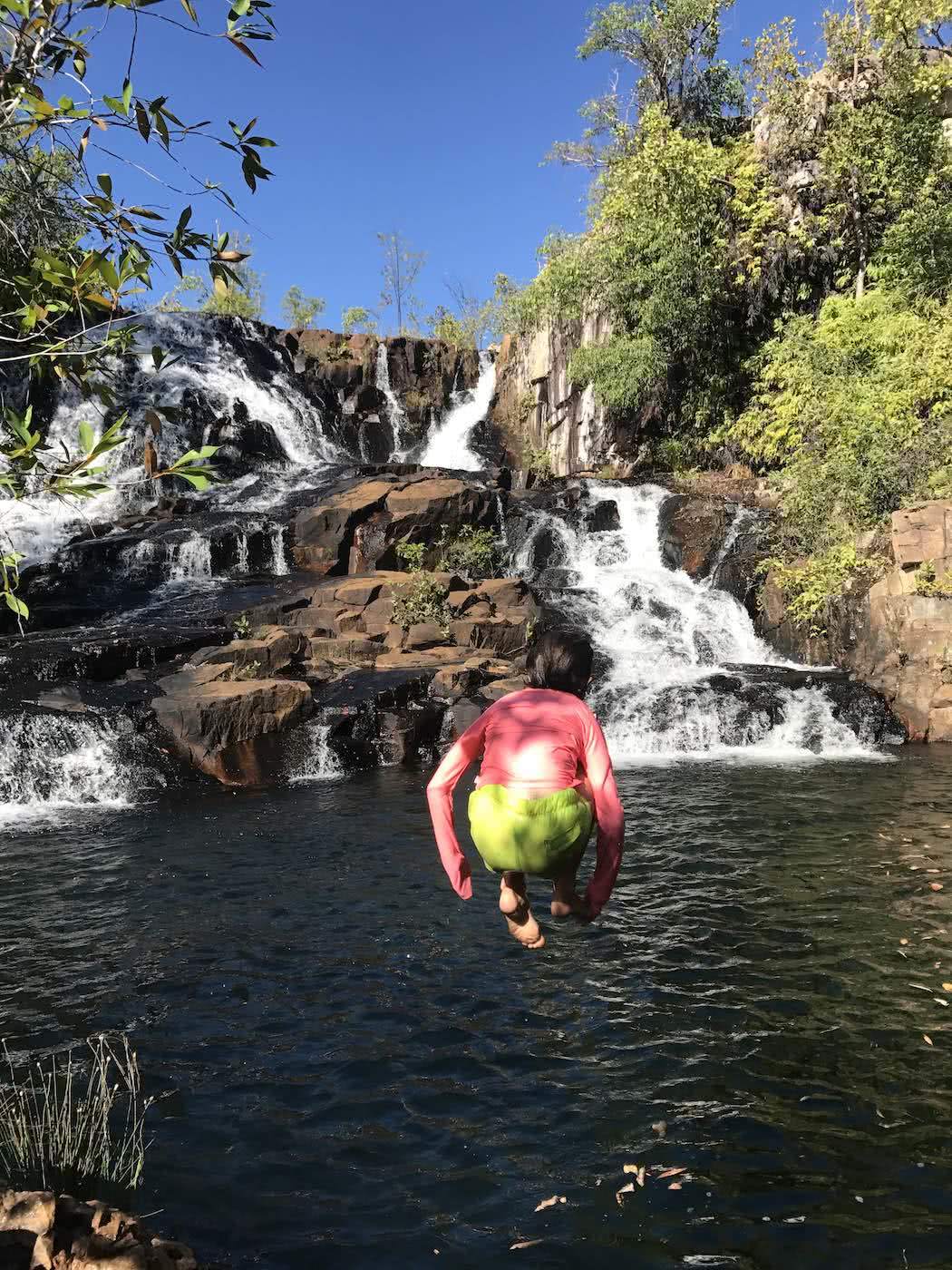 Training Kids Up For Multi-Day Hikes, Helen Cooper, jumping in, swimming hole, wild swimming, bomb