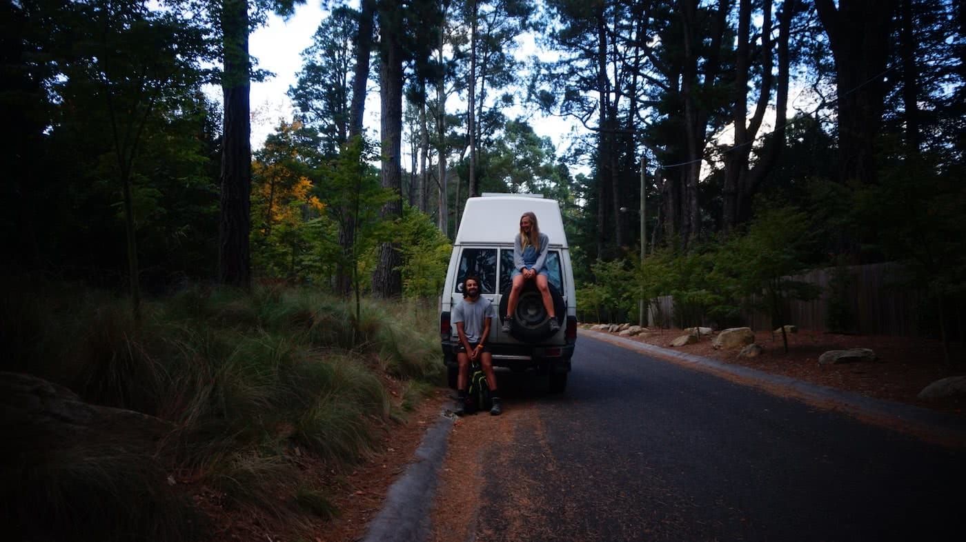 Troopy Travels // Chasing Sunsets From Byron Bay To The Ningaloo Reef, Alice Forrest, Blue Mountains-NSW photo Samantha-Macintosh, van, road, chilling, forest, couple