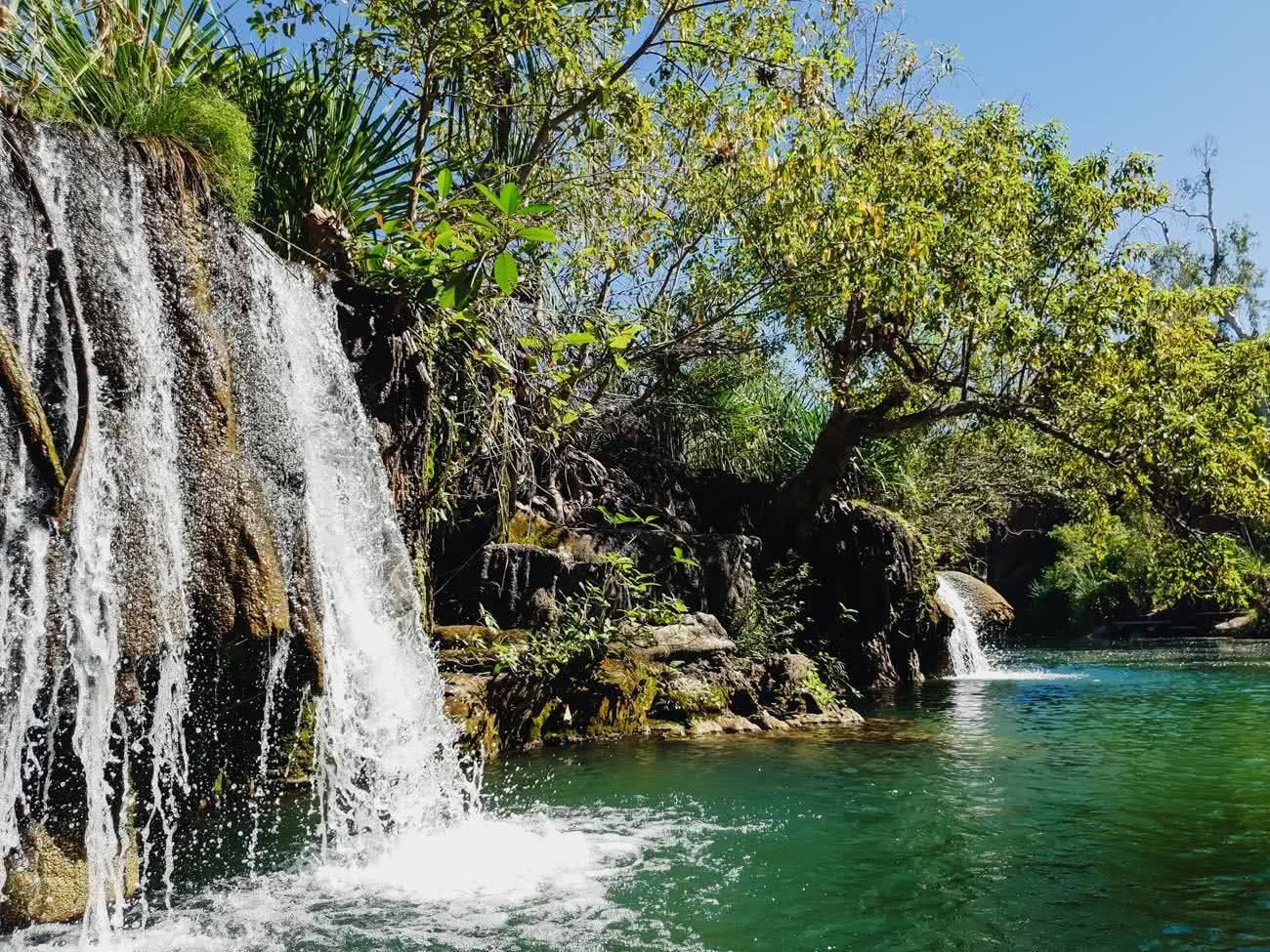 Out There In An Outback Oasis // Adels Grove (QLD), Grace and Brenton Keller, lawn hill creek, waterfall, swimming hole, turquoise