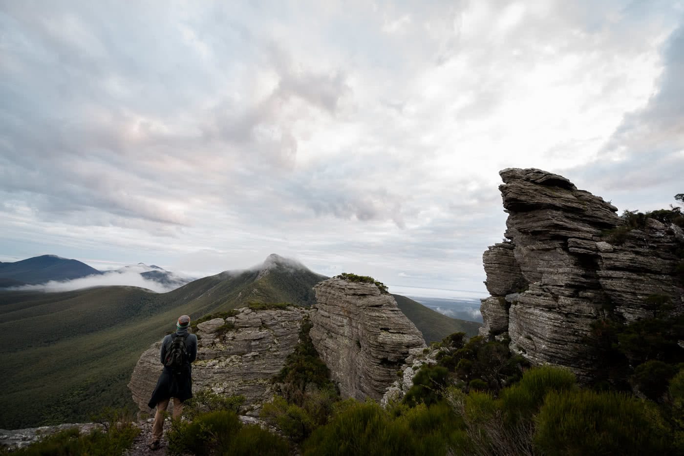 Hike To Another World // Talyuberlup Peak - Stirling Range NP (WA), Megan Warner, rock outcrop, hiker, peak, layers