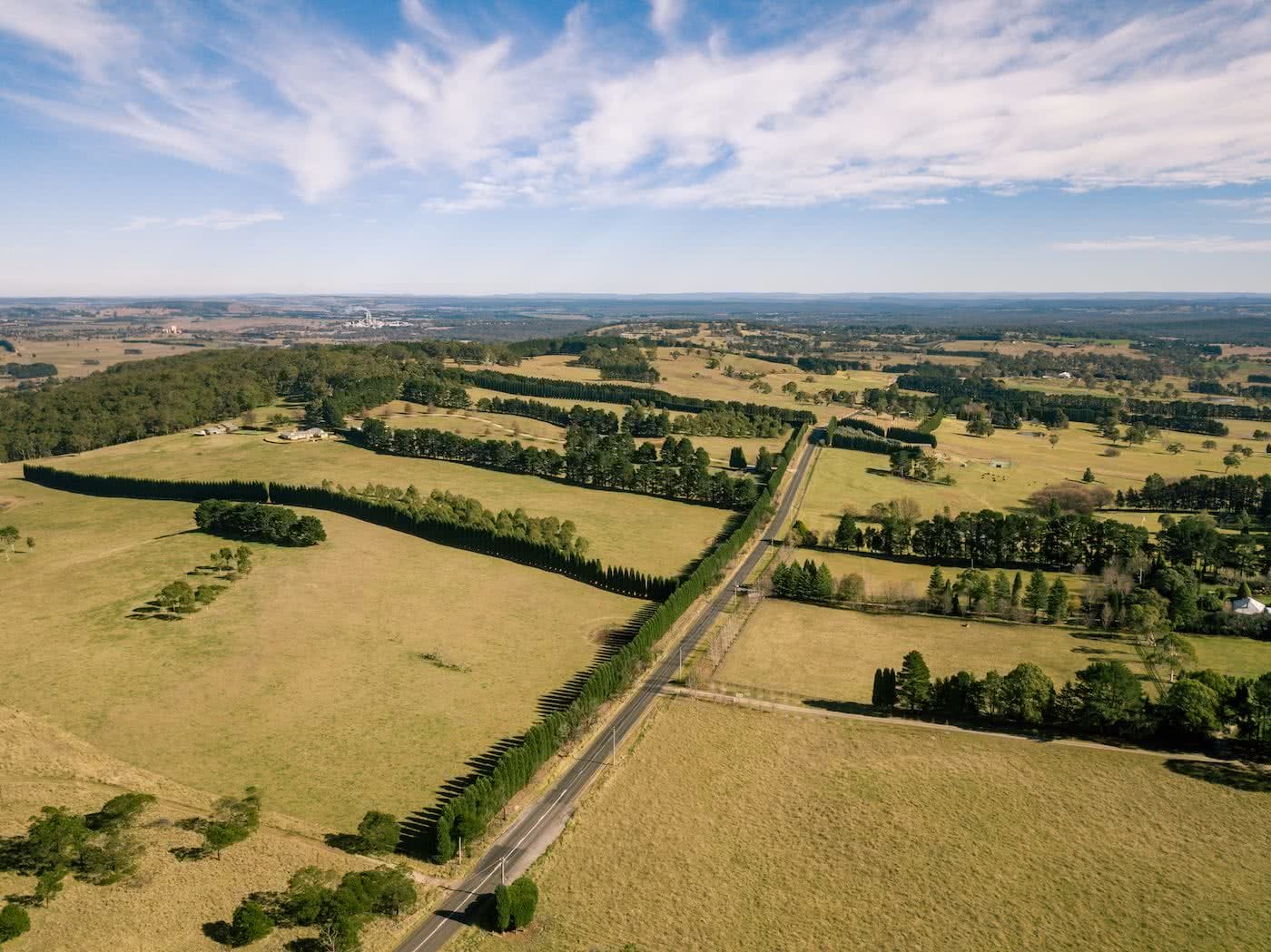 Two Wheels And A Teepee // Glamping & Cycling In Bowral (NSW), Karl Reynolds, fields, drone, overhead, road