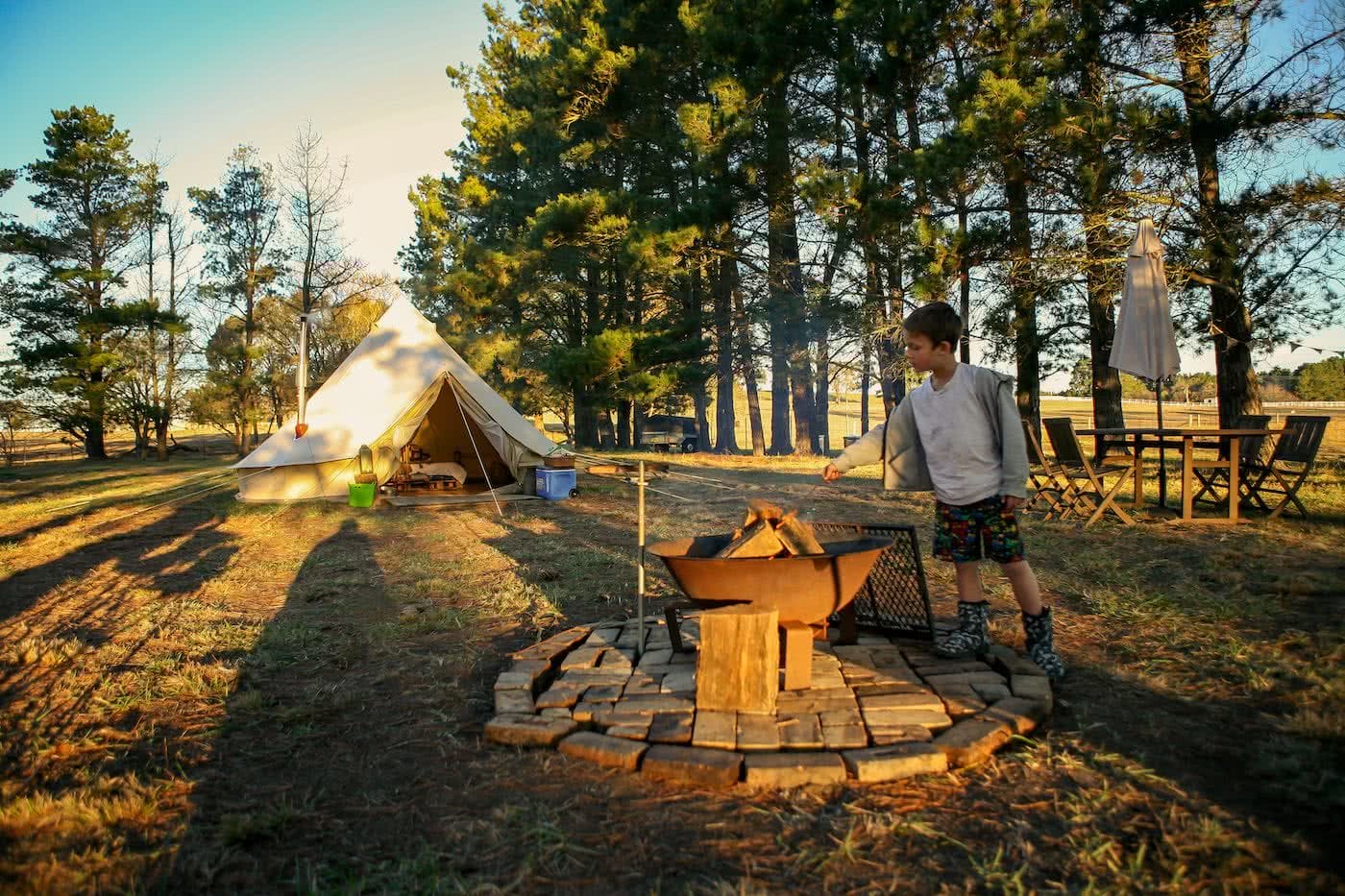 Two Wheels And A Teepee // Glamping & Cycling In Bowral (NSW), Karl Reynolds, fire pit, bell tent, campground