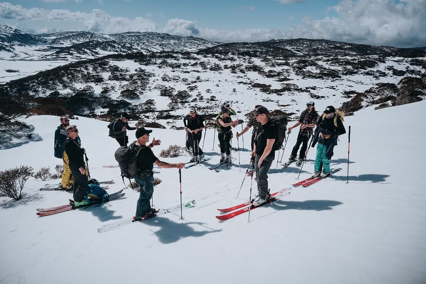 Wait, Australia Has Backcountry Skiing? Is It Any Good? Photo by Ain Raadick or Ben Savage, Arc'teryx event, snow, skiers, group, instruction