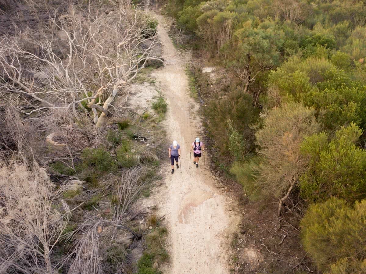 Black Diamond Distance Carbon FLZ Trekking Poles // Gear Review, Karl Reynolds, Manly Dam, trail running month, aerial