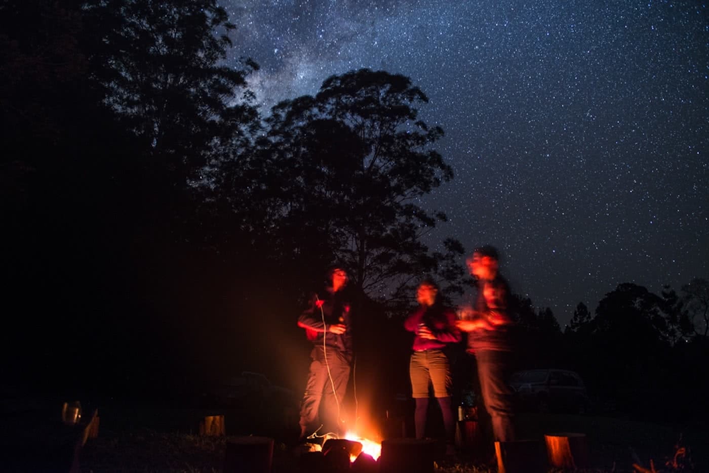 Rewild Yo'self // Inner Self, Meet The Outdoors, Yasmin Maher, campfire, stars, astrophotography, night time, firelight
