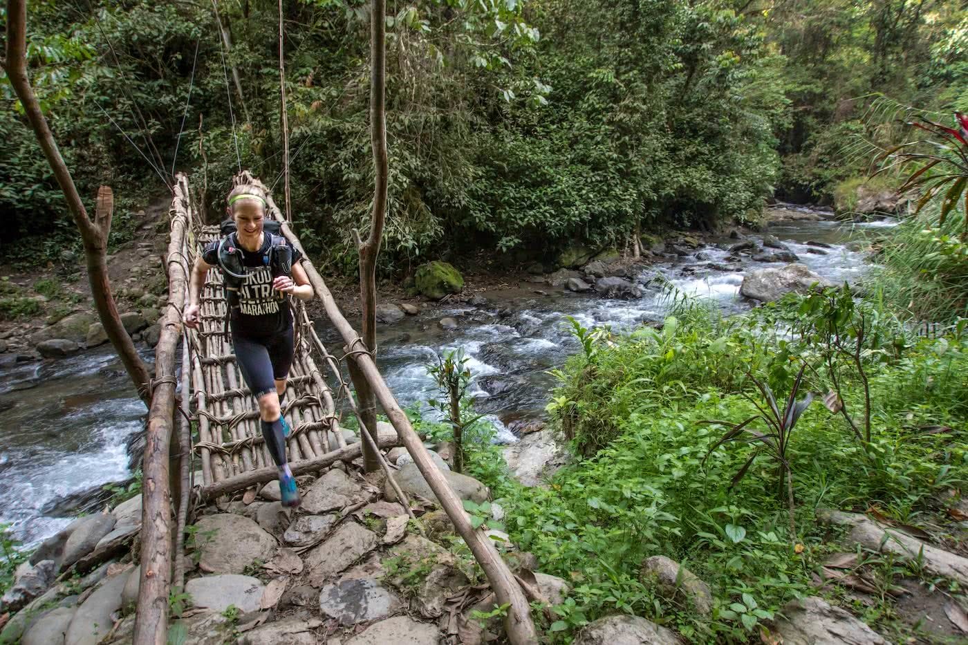 Lessons From A Trail Running Rookie, Simone Mckeown, photographer Chris Ord, runner, bridge, rainforest