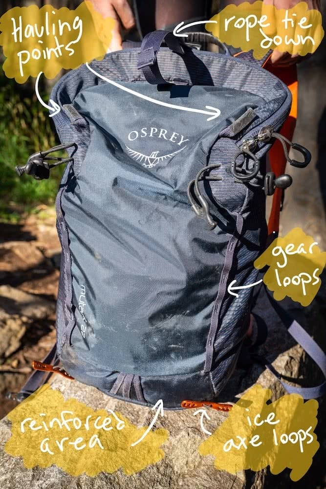 Osprey Mutant 22L Backpack // Gear Review, Mitch Scanlan-Bloor, rock climbing, illawarra, backpack, cragging, diagram