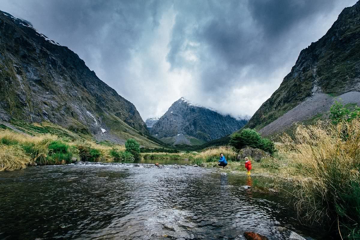 Mum and son Throwing Rocks Henry Brydon