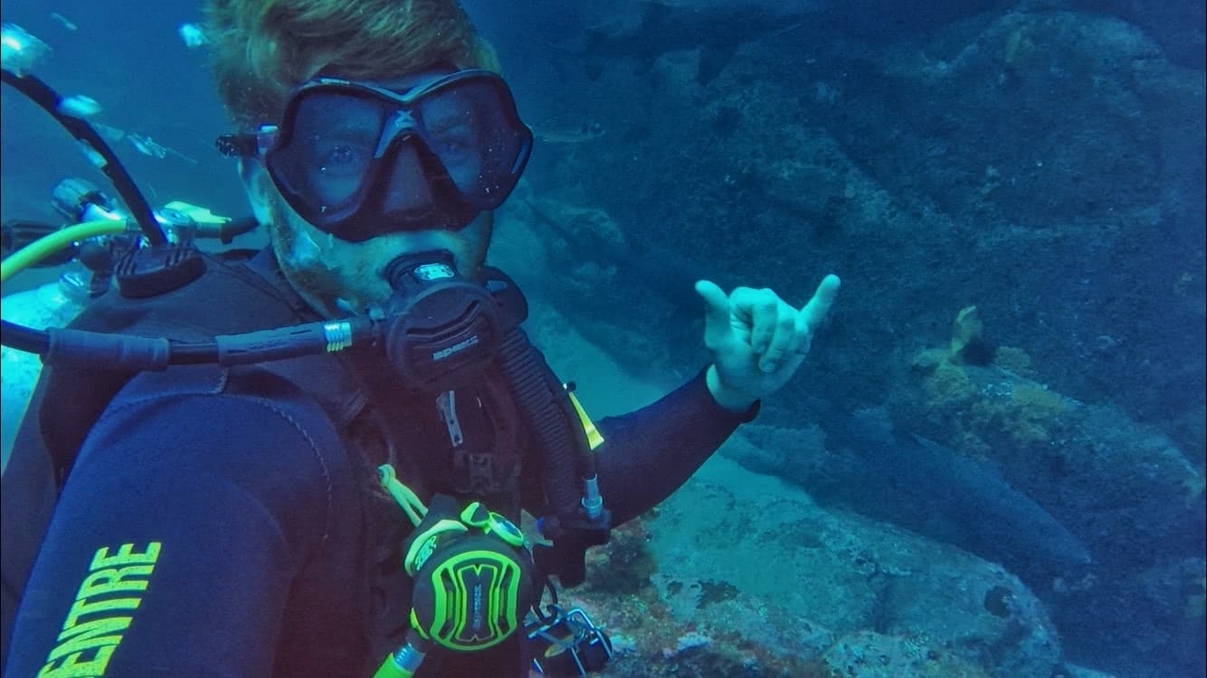 Diving with Sharks! No cage, No worries - Grant Purcell, underwater, scuba, shark, shaka