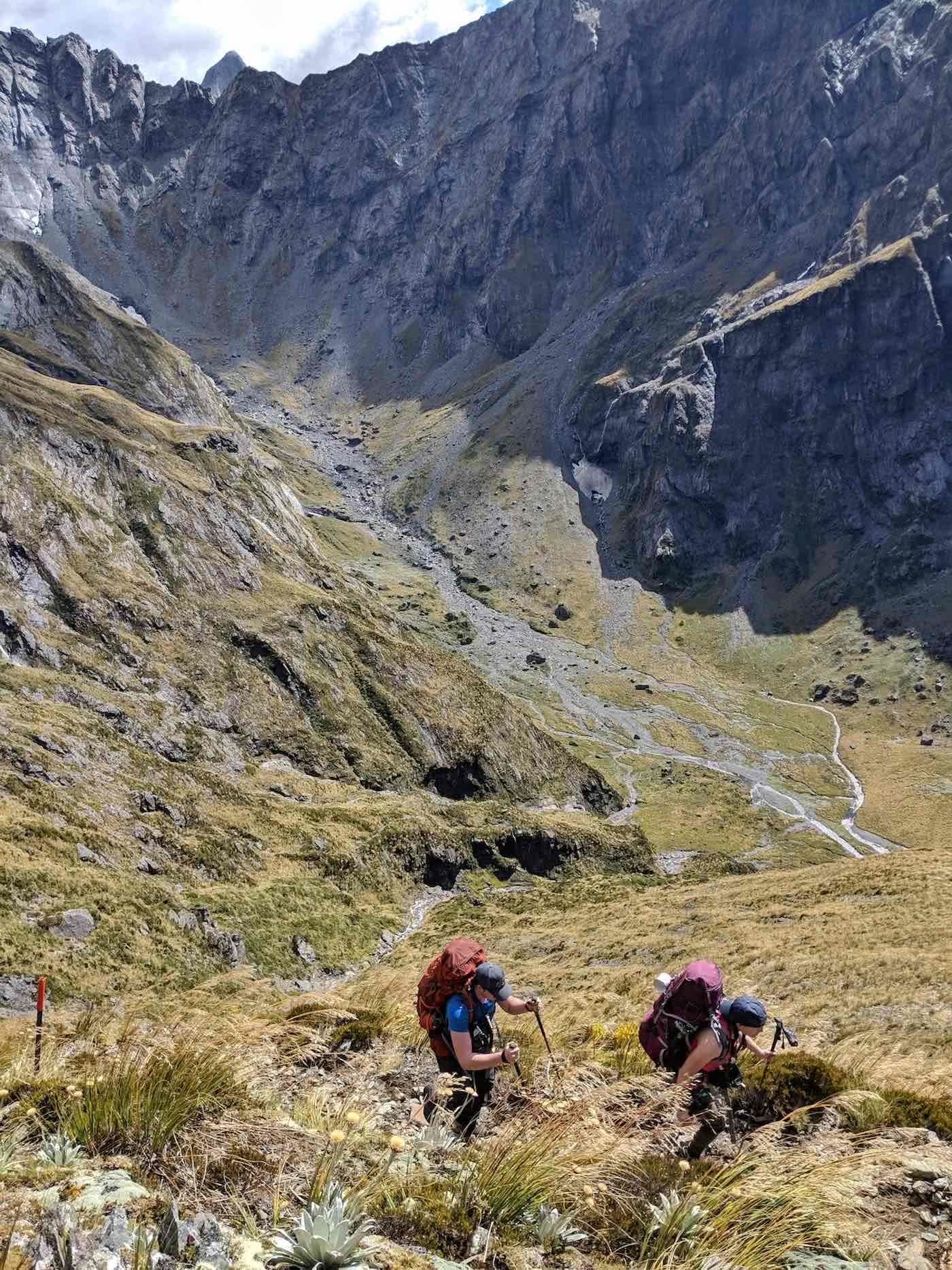 Gillespie Pass Circuit – the Best NZ Multi-day Hike You’ve Never Heard Of Aidan Howes, photo by Sonja Saxe hiker, mountain, valley, Ascent