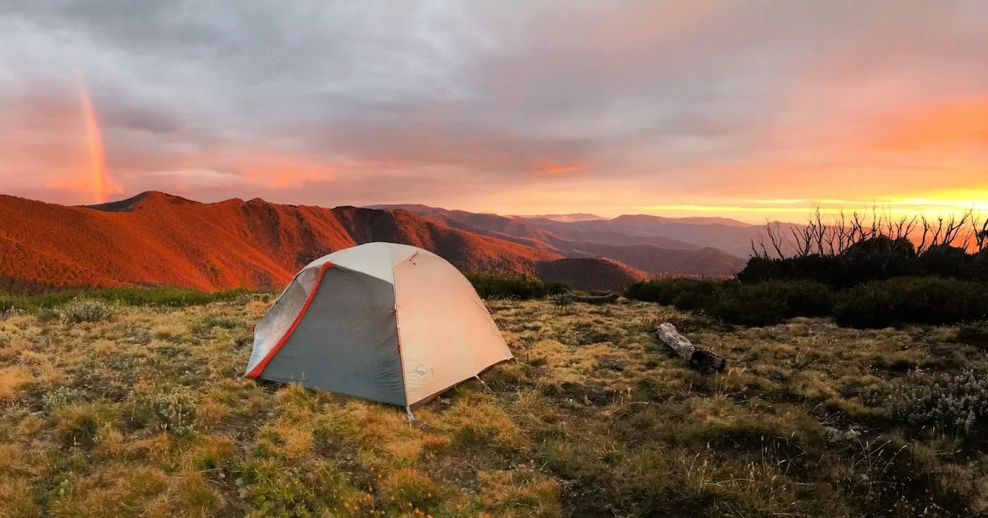 A tent in a field