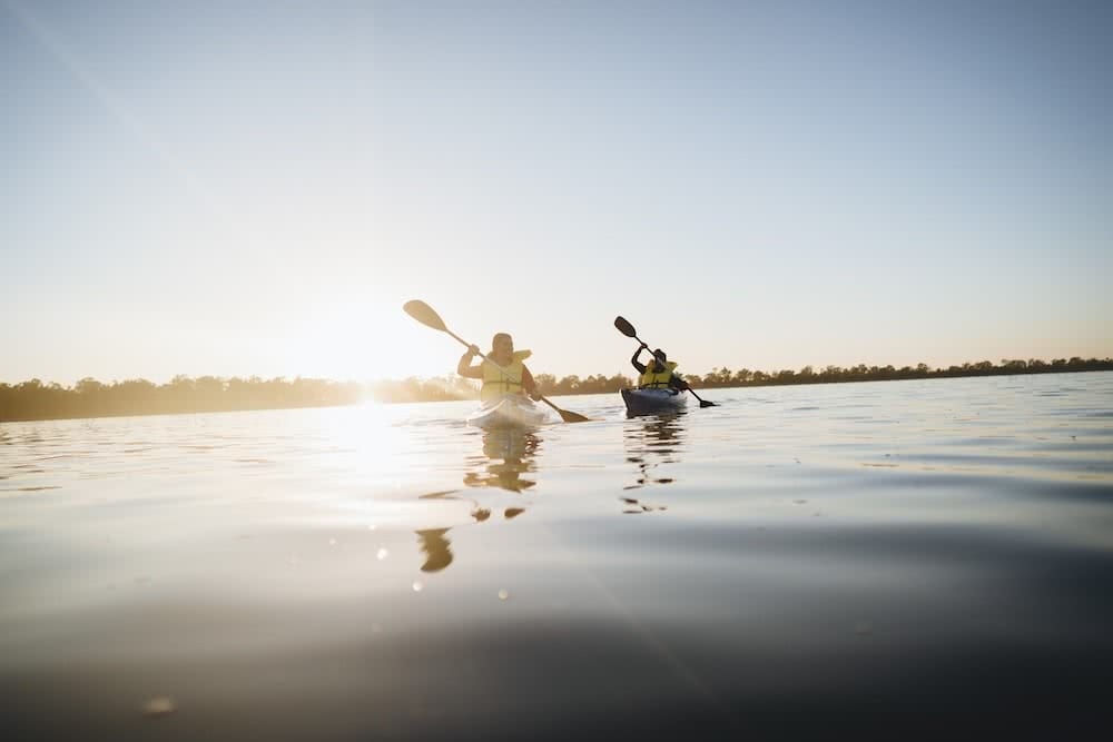 Australia's Oldest Human Remains Can Be Found Where The Outback Meets The Wetlands, photo by Ain Raadik, wetlands, Destination NSW, Balranald sunset, kayaks