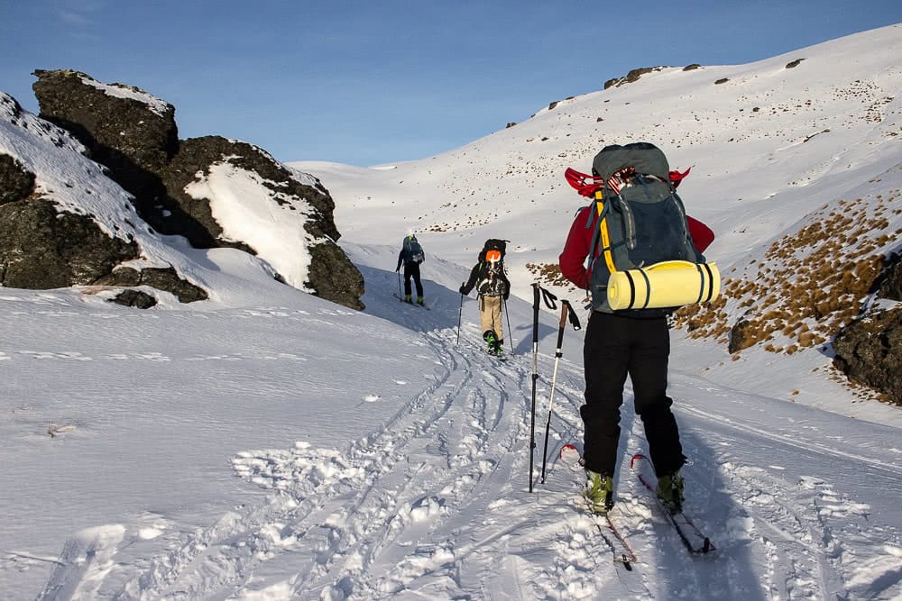 Fresh Tracks At Kirtle Burn Hut // Backcountry Skiing On The Pisa Range (NZ), photo by Tim Ashelford, snow farm, cardrona, wanaka, mt pisa, new zealand, south island, ski touring