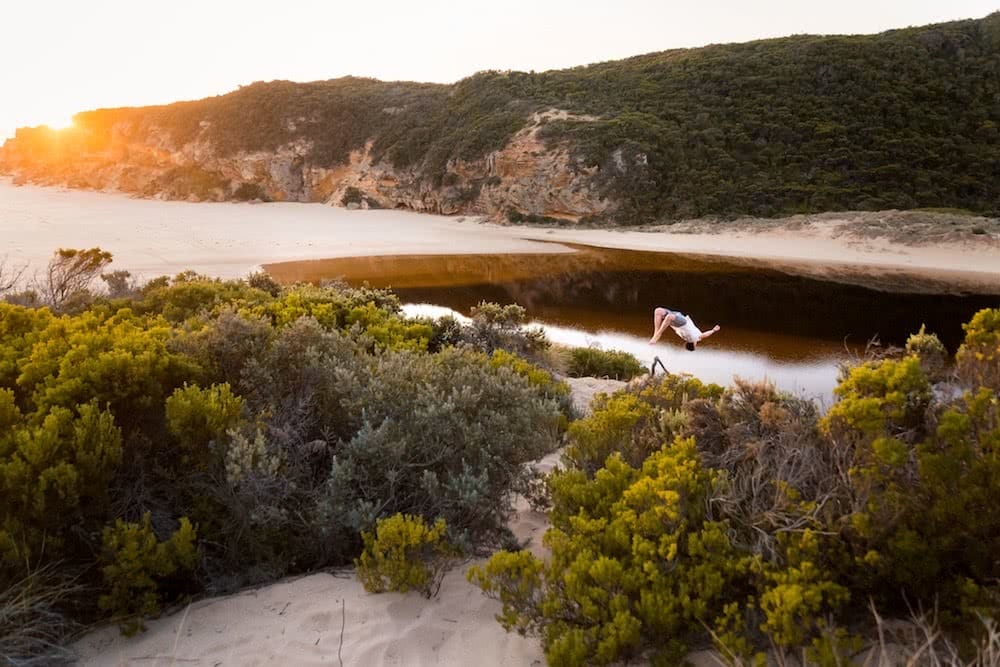 Quiet Camping & Cracking Clifftops // Aire River - Great Ocean Road (VIC), photo by Lachlan Fox, beach, backflip