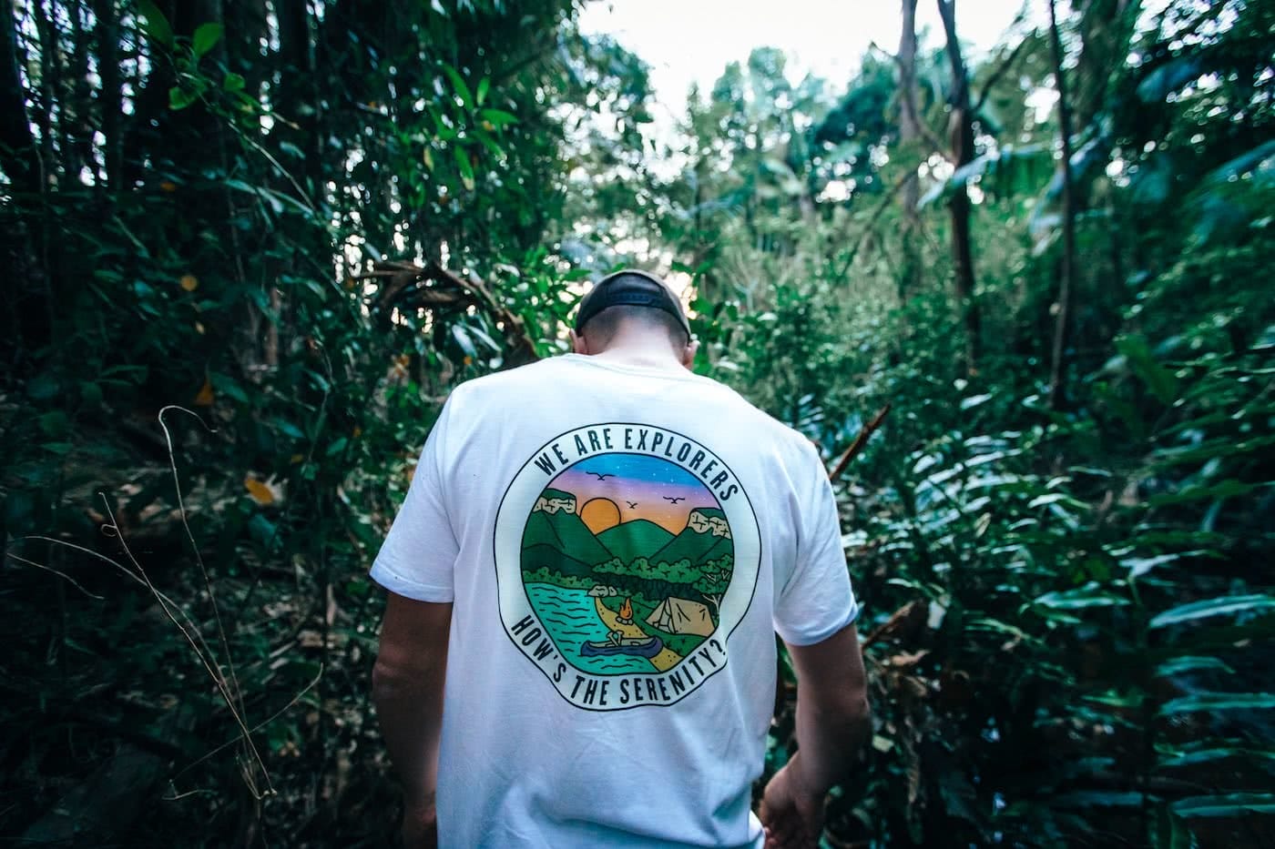 We Are Explorers Merch Store is Live, by Mattie Gould, WAE merch, serenity tee in the wild