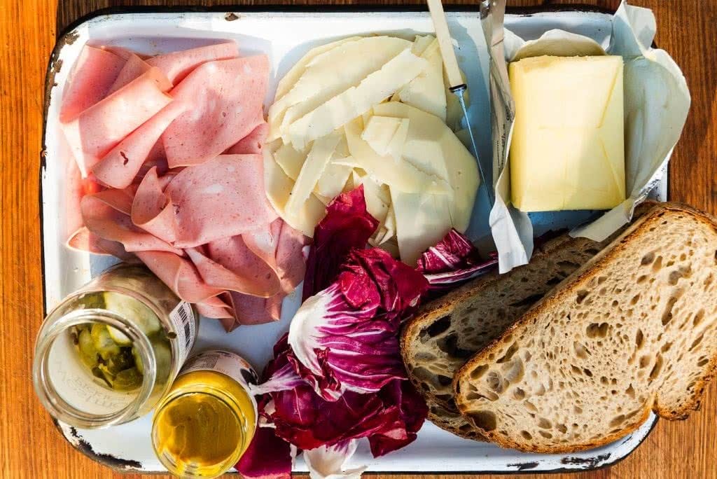 Drool Over This Gourmet Campfire Toastie // Camp Kitchen, Jonathan Tan, meat, cheese, cabbage, mustard, pickles, bread