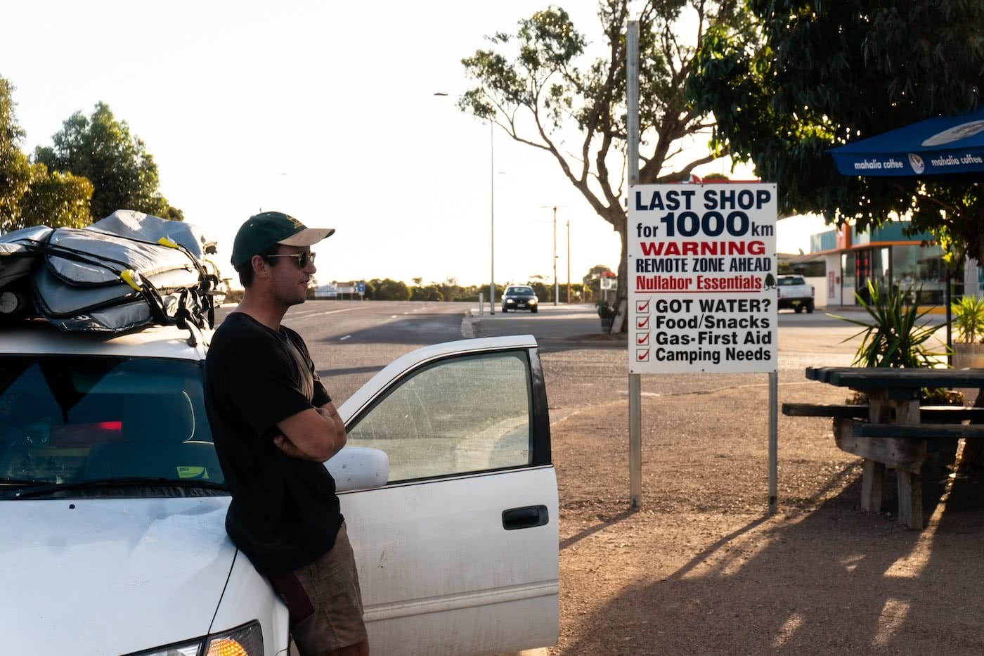 Barren, Wild & Clean // Road Trippin' The South Aus Coast, man, car, sign, desert