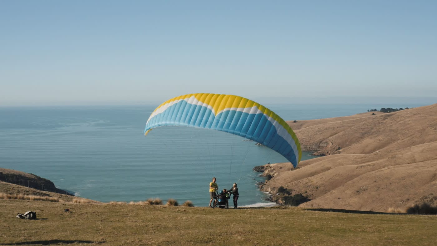 Paragliding Tetraplegic Jezza Williams Proves There Are No Limits, paragliding, cliffs, hills, sea, Jezza