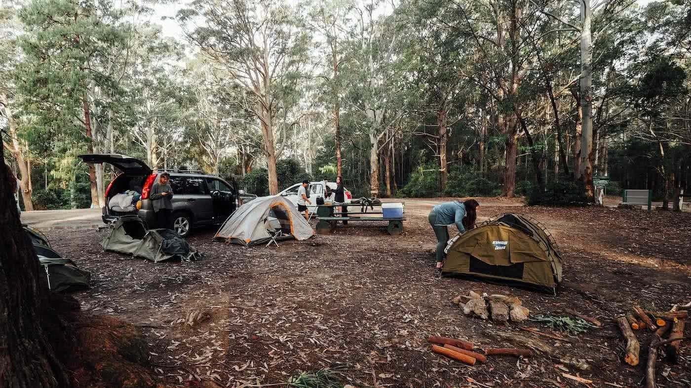 Escape The Rat Race With A Cheeky Weekend In Lake Macquarie, photo by Damon Tually, camping, tent, friends, Watagans