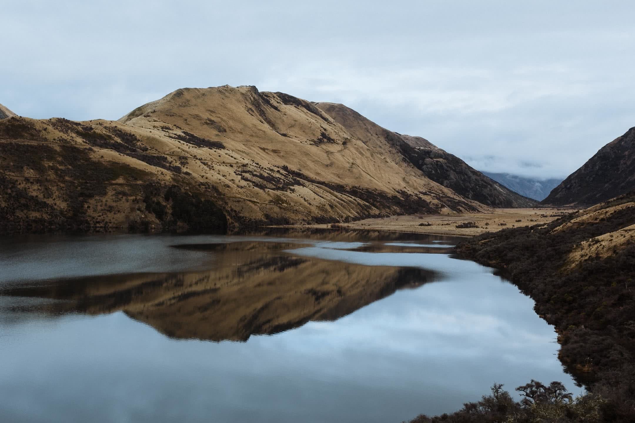 Walking, Swimming & Camping At Moke Lake // Queenstown (NZ), photo by Cedric Tang, Melody tang, hiking, moody, faded, queenstown, NZ, reflection