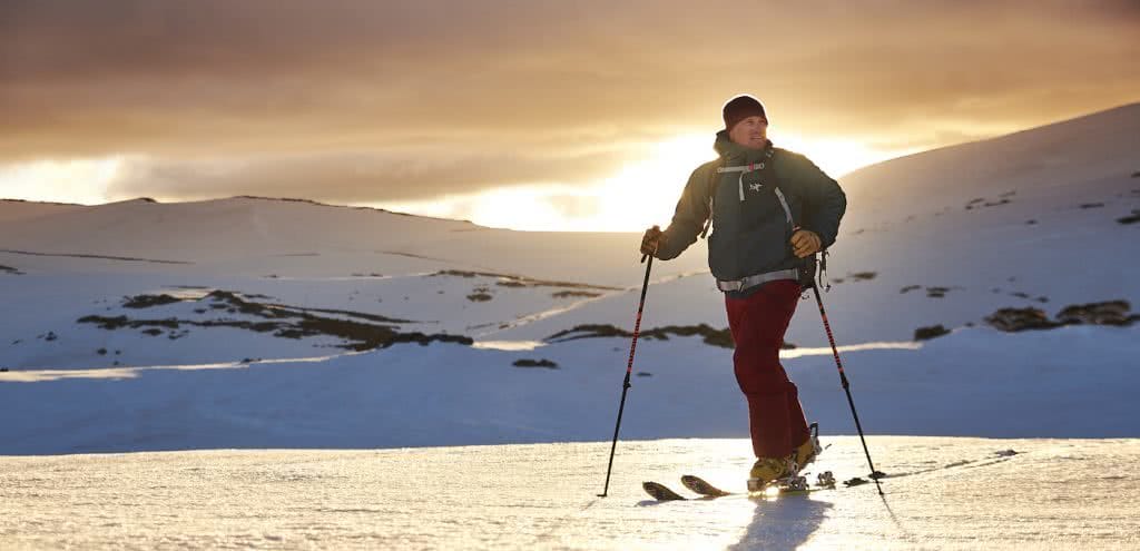Arc’teryx Proton LT Review, Pat Corden, skier, sunset, snow, backcountry, jacket