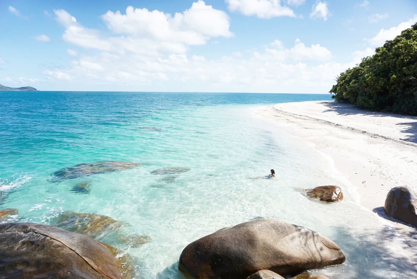 Find Your Paradise On Fitzroy Island (QLD), Scott Pass, Nudey Beach, sand, sea, water, blue, rocks