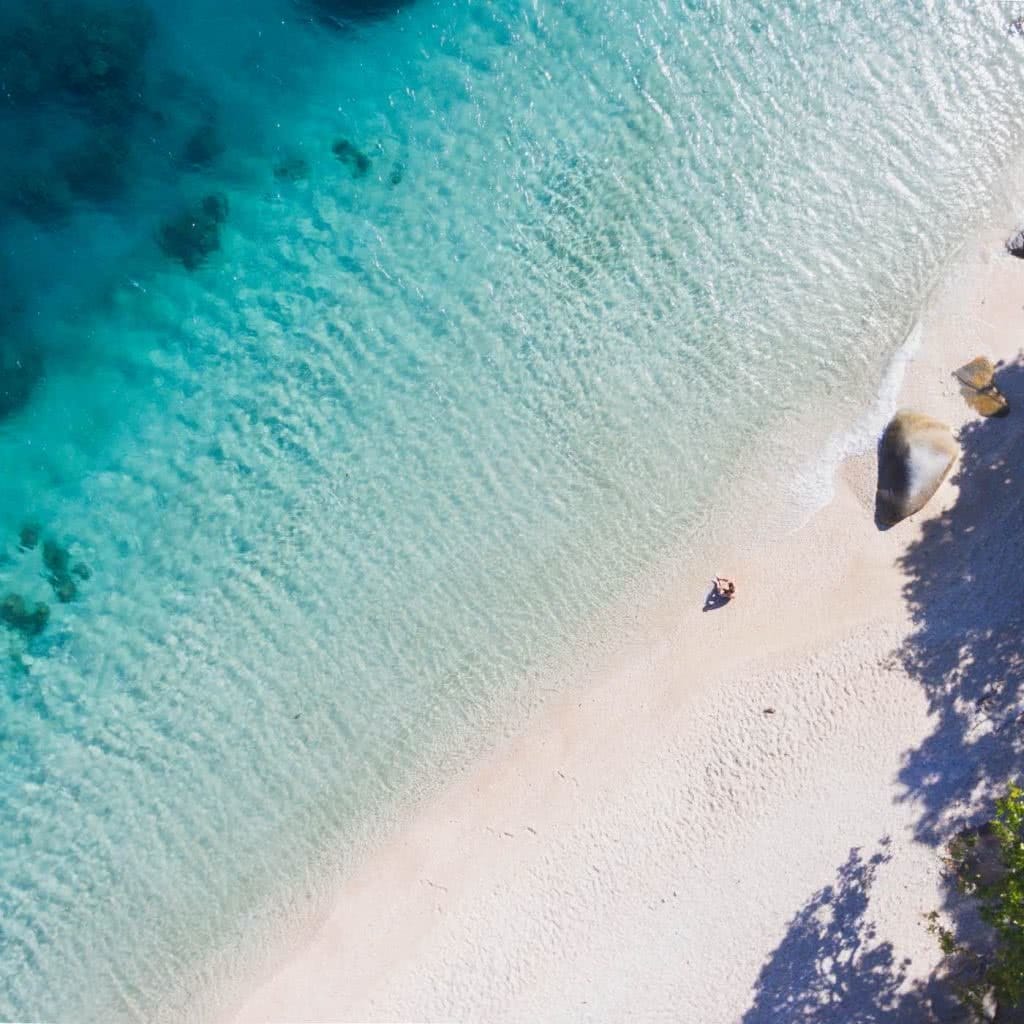 Find Your Paradise On Fitzroy Island (QLD), Scott Pass, Nudey Beach, sand, sea, water, swimming, drone shot